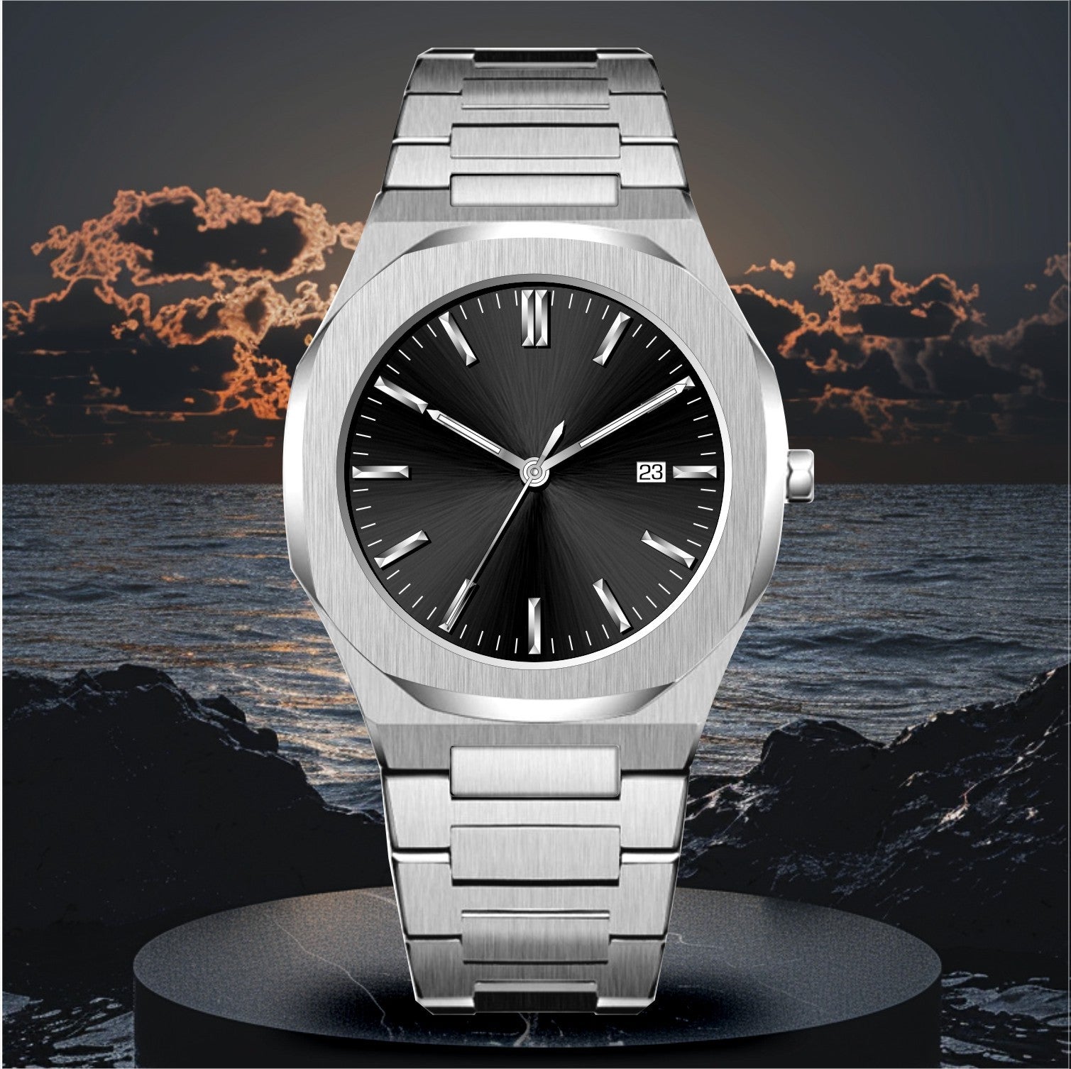 Mens Watch With Calendar Waterproof Quartz Wristwatch