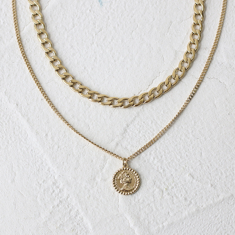 Portrait Gold Necklace