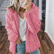 Cozy Winter Plush Hooded Coat for Women - Stylish Zippered Fleece Jacket with Long Sleeves for Autumn/Winter 2025