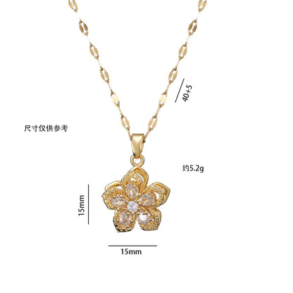Elevate Your Style with the Light Luxury Gold Spin Zircon Flower Pendant Necklace - Perfect for Parties and Gifts!