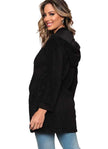 Women's Elegant Hooded Plush Fleece Coat with Zipper - Long Sleeve Winter Jacket for Winter