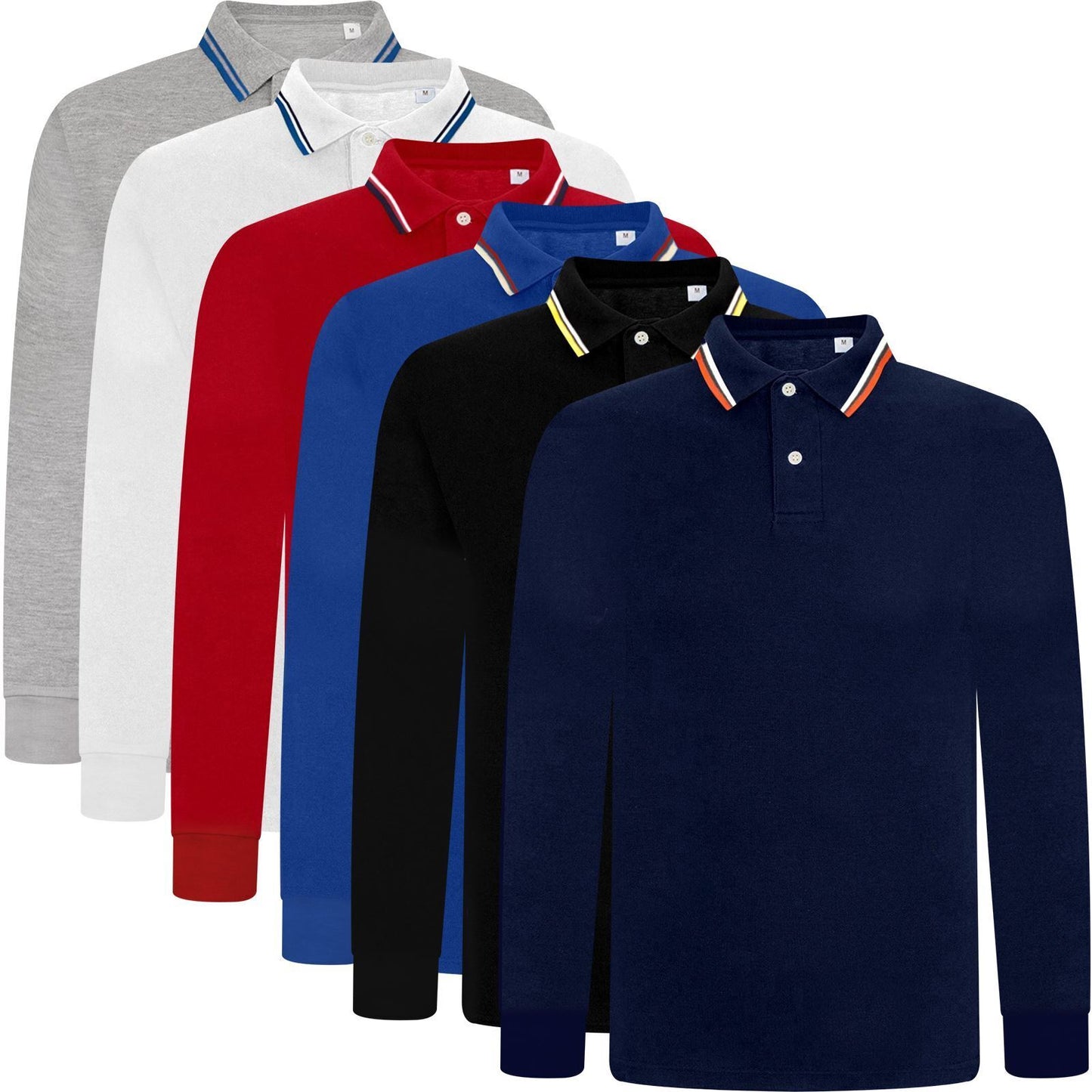 Elevate Your Style with Our Men's Long Sleeve Tipping Pique Polo Shirt - Perfect for Work and Play!