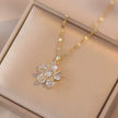 Elevate Your Style with the Light Luxury Gold Spin Zircon Flower Pendant Necklace - Perfect for Parties and Gifts!