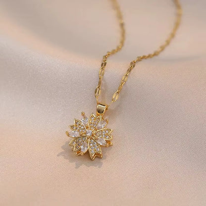 Elevate Your Style with the Light Luxury Gold Spin Zircon Flower Pendant Necklace - Perfect for Parties and Gifts!