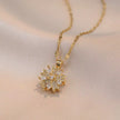 Elevate Your Style with the Light Luxury Gold Spin Zircon Flower Pendant Necklace - Perfect for Parties and Gifts!