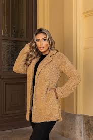 Women's Elegant Hooded Plush Fleece Coat with Zipper - Long Sleeve Winter Jacket for Winter